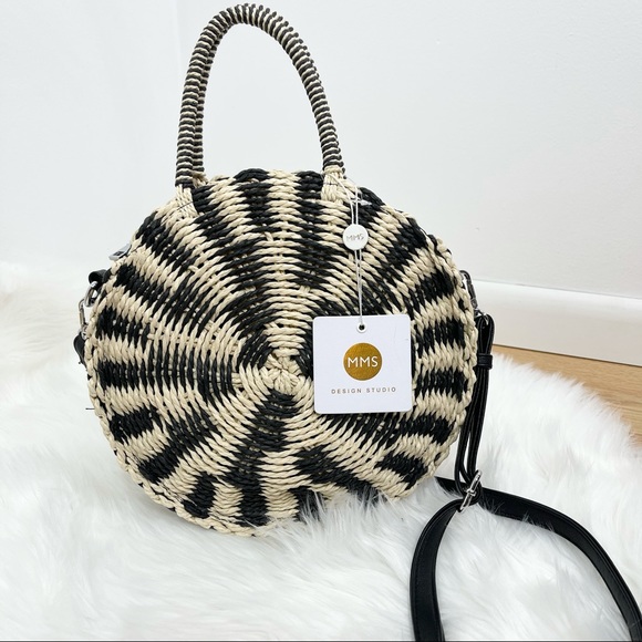 🍒MMS Design Studio White&black Straw Purse - Picture 4 of 9